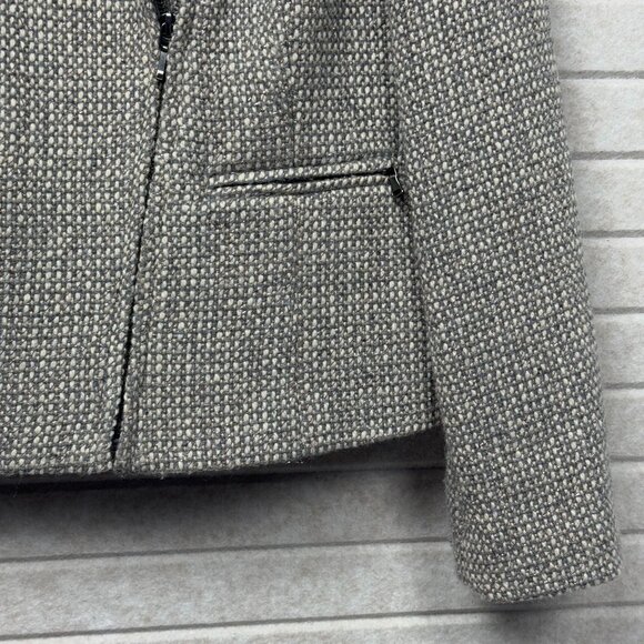 Talbots Tweed Jacket Gray Wool Blend Zip-Up Cuff Blazer Career Sport Coat 6P - Picture 5 of 16